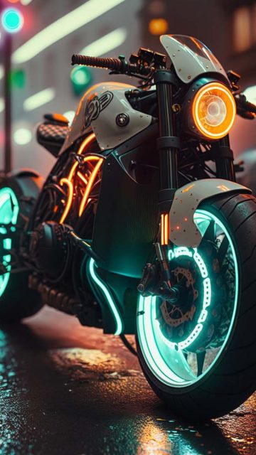 Neon light Superbike iPhone Wallpaper HD