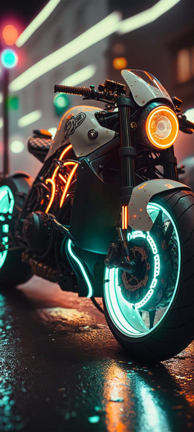 Neon light Superbike iPhone Wallpaper HD