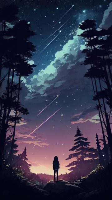 Night Sky from Forest iPhone Wallpaper HD