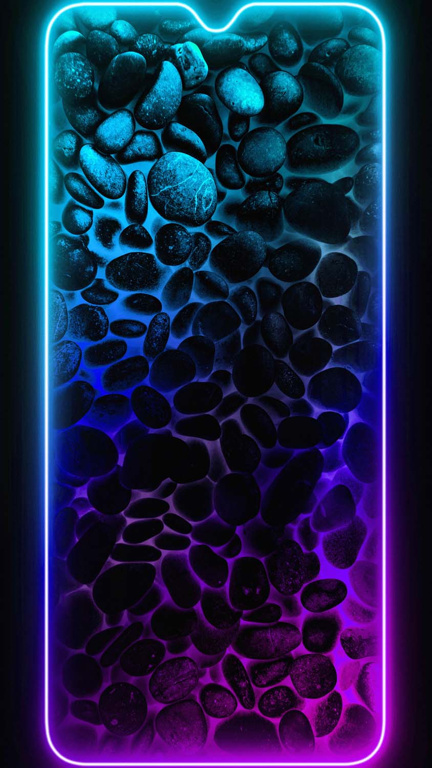 Pebble Stones Neon Frame Wallpaper