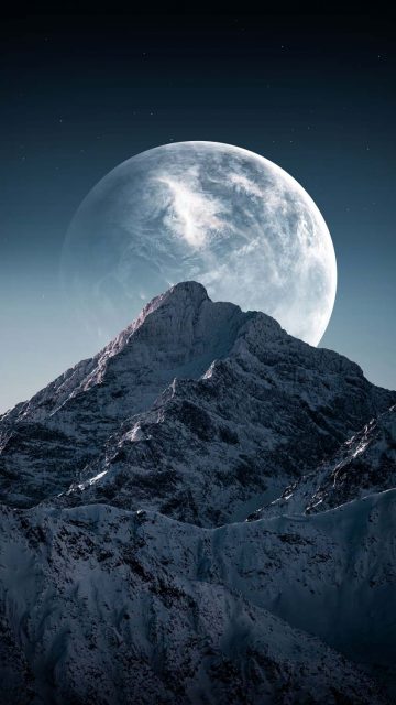 Supermoon Behind Mountain iPhone Wallpaper HD