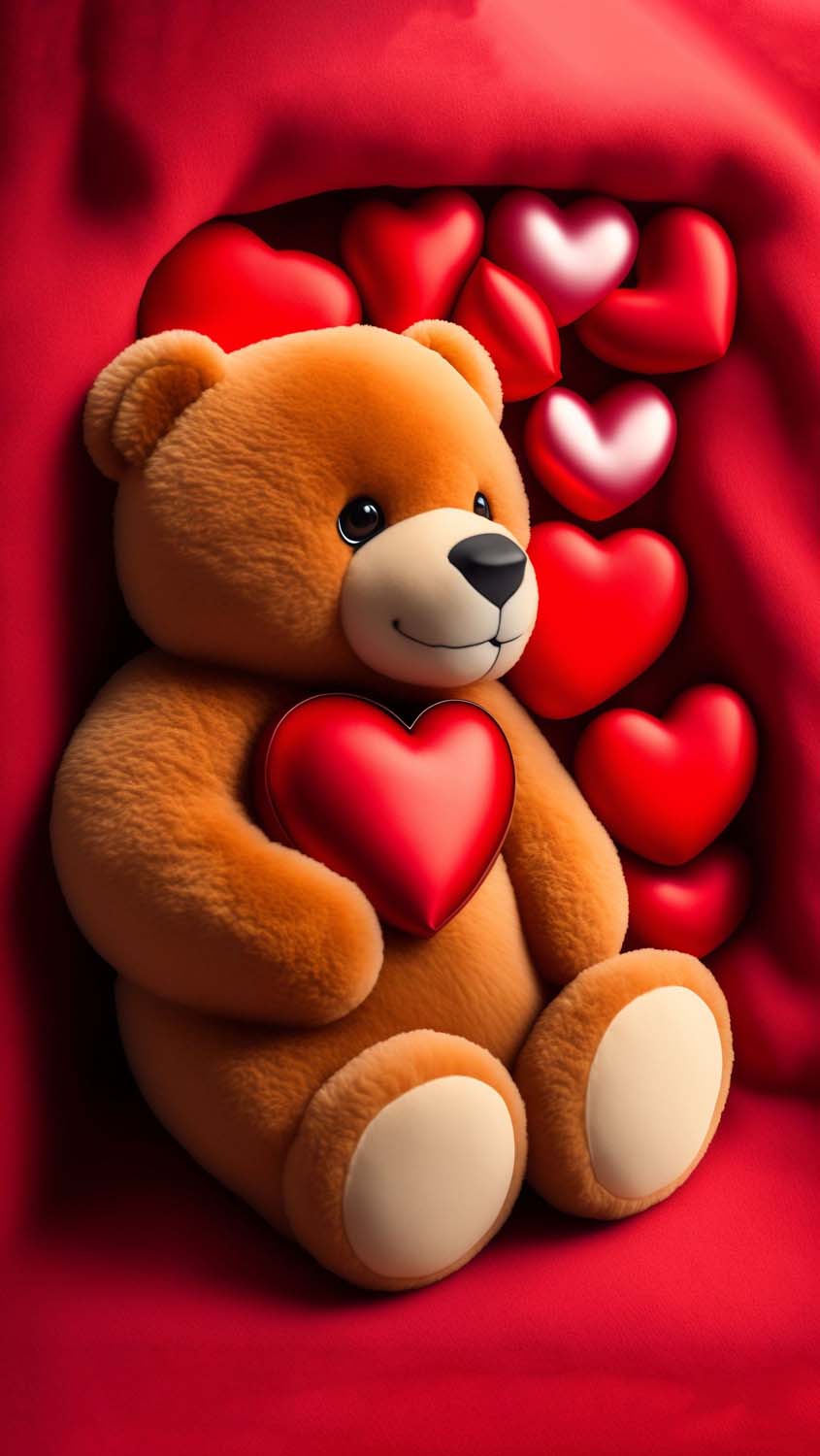 Teddy Heart iPhone Wallpaper HD