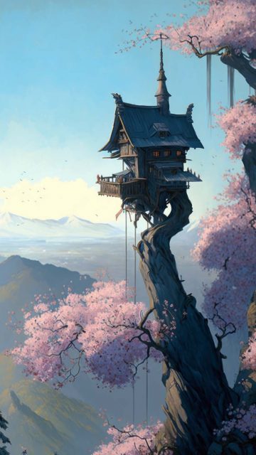 Tree House Art iPhone Wallpaper HD