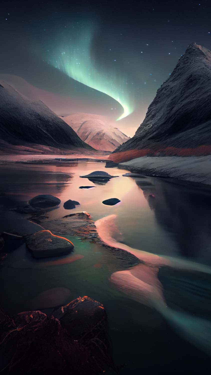 Water Reflection Northern Lights iPhone Wallpaper HD