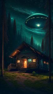 Alien Ship over House iPhone Wallpaper HD
