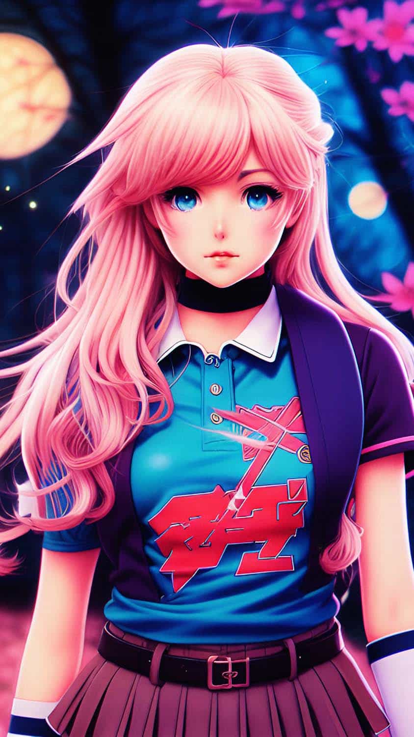 Anime Girl Pink Hairs iPhone Wallpaper HD