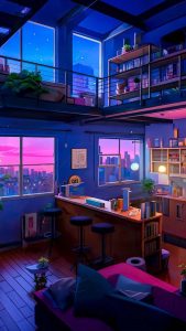 Apartment Library Room iPhone Wallpaper HD