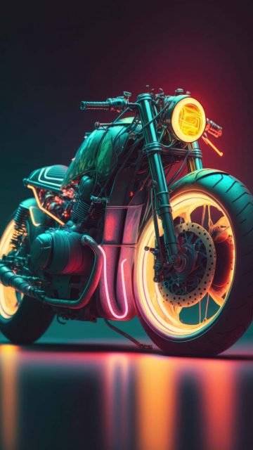 Bobber Neon Motorcycle iPhone Wallpaper HD