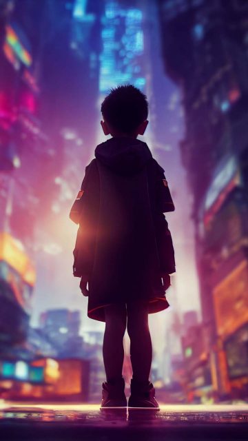 Boy Alone in City iPhone Wallpaper HD