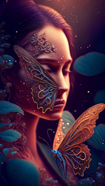 Butterfly Girl iPhone Wallpaper HD