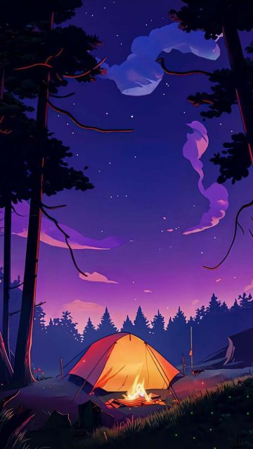 Camping Night iPhone Wallpaper HD