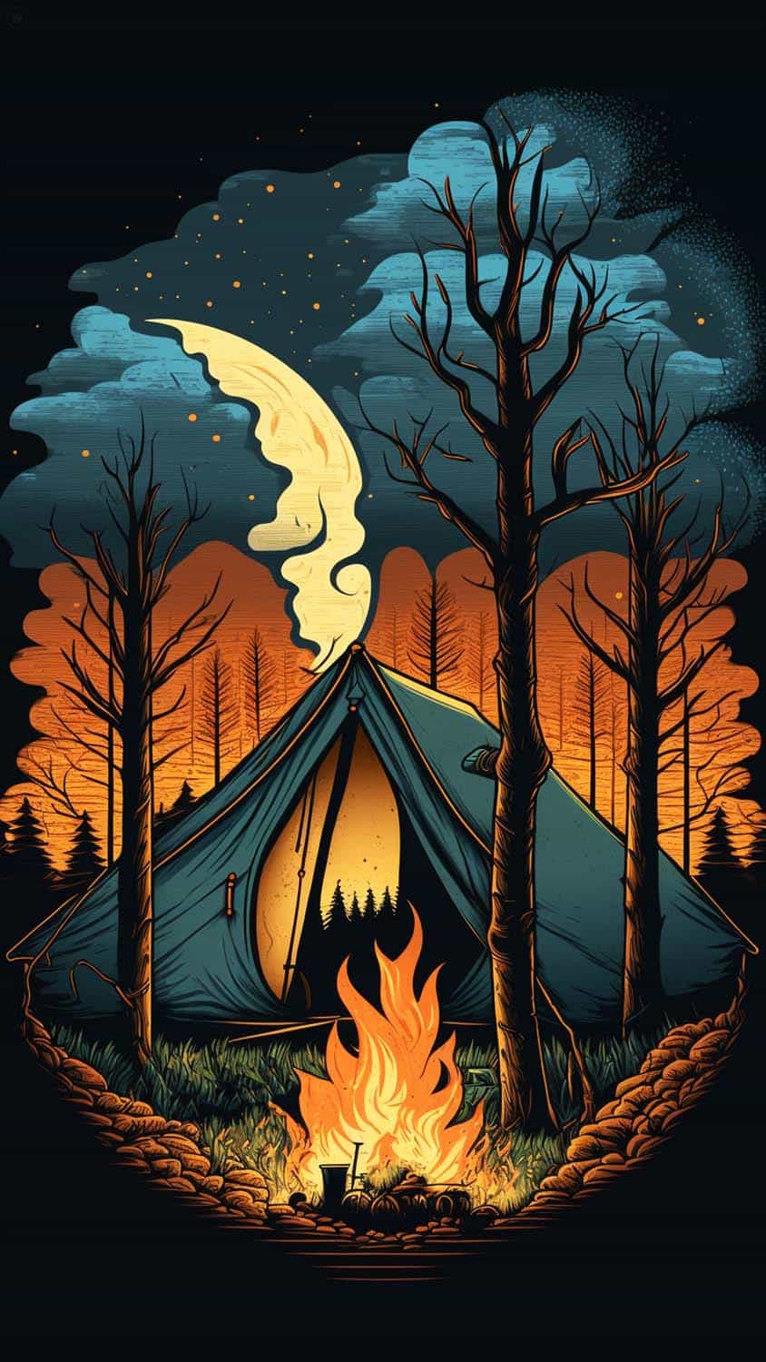 Camping and Bonfire iPhone Wallpaper HD