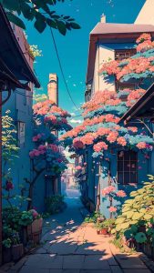 Cherry Blossom Trees Street iPhone Wallpaper HD
