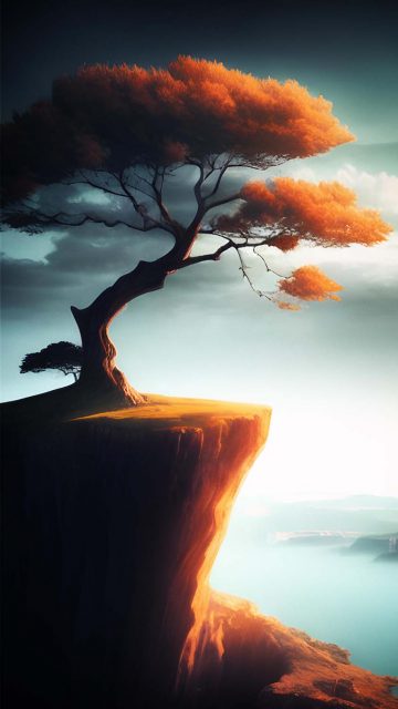 Cliff Tree iPhone Wallpaper HD