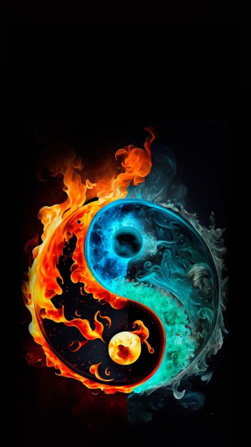Cold vs Fire Yin Yang iPhone Wallpaper HD