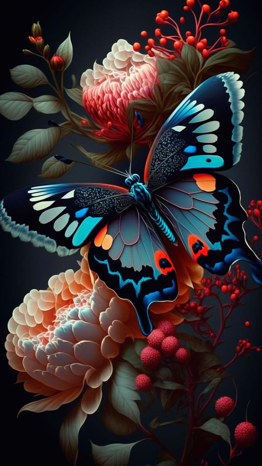Flowers and Butterfly iPhone Wallpaper HD