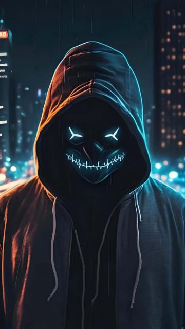 Ghost Neon Mask iPhone Wallpaper HD