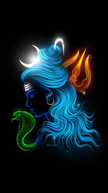 God Shiva Neon Colours iPhone Wallpaper HD