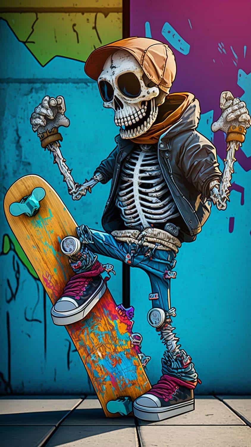 Graffiti Skateboard Skeleton iPhone Wallpaper HD