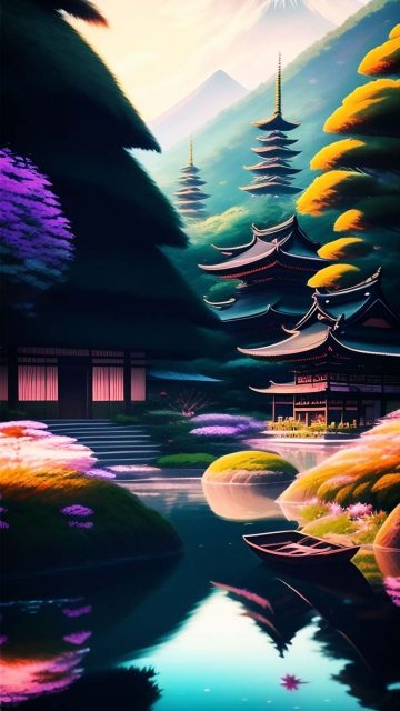 Japanease Temple Garden iPhone Wallpaper HD