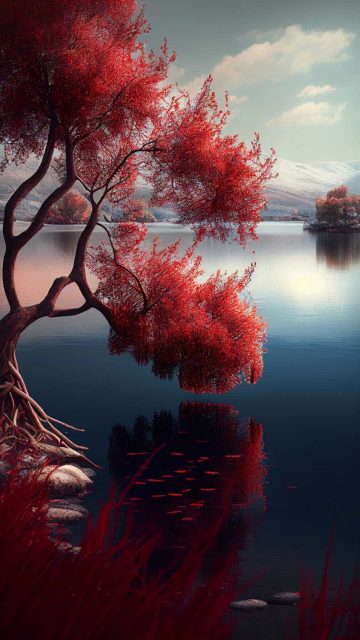 Lake Tree iPhone Wallpaper HD
