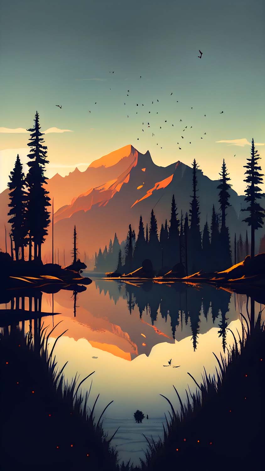 Nature Reflection Lake Ai iPhone Wallpaper HD