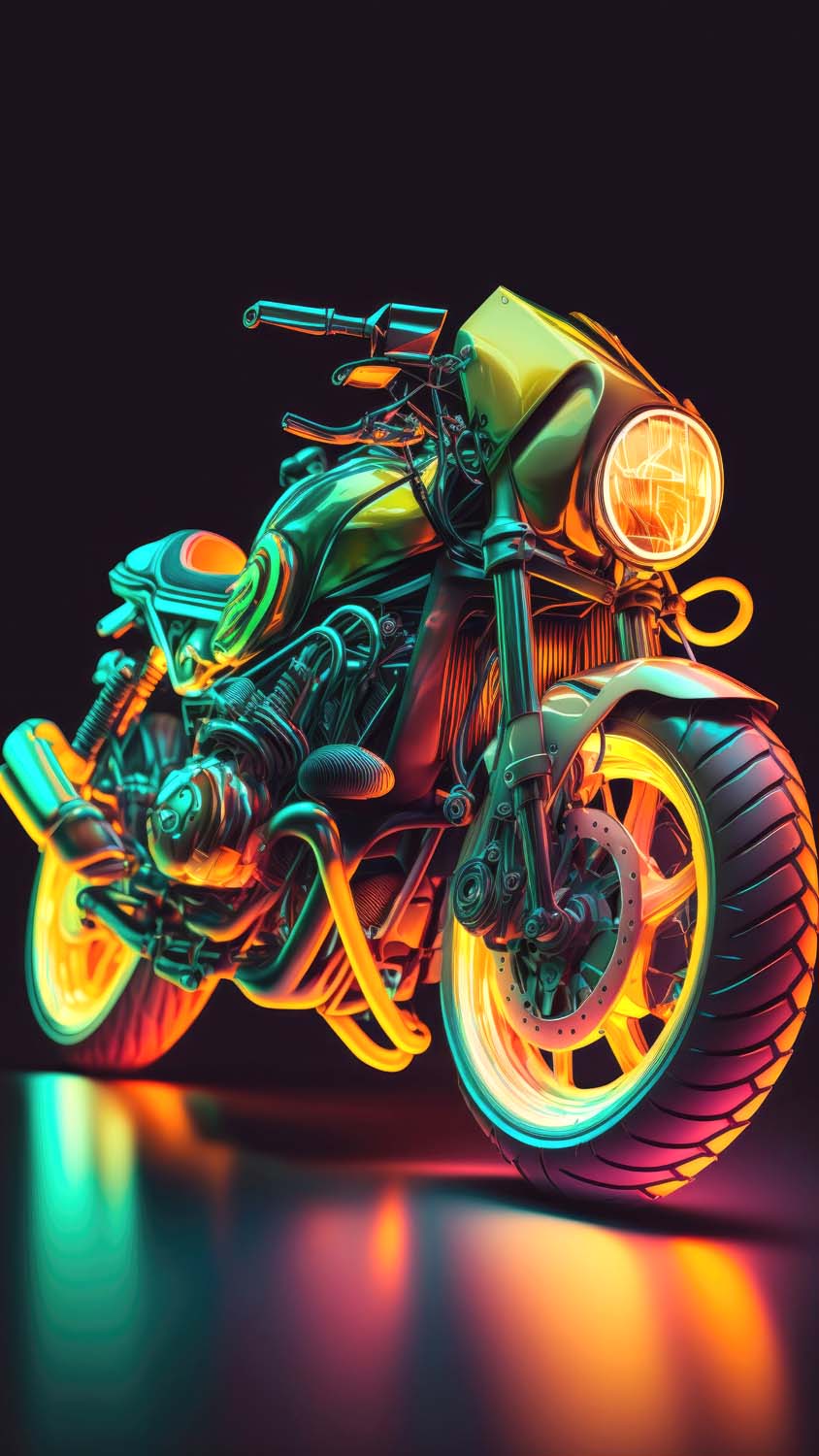 Neon Light Motorcycle Ai iPhone Wallpaper HD
