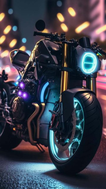 Neon glow Superbike 4K iPhone Wallpaper HD
