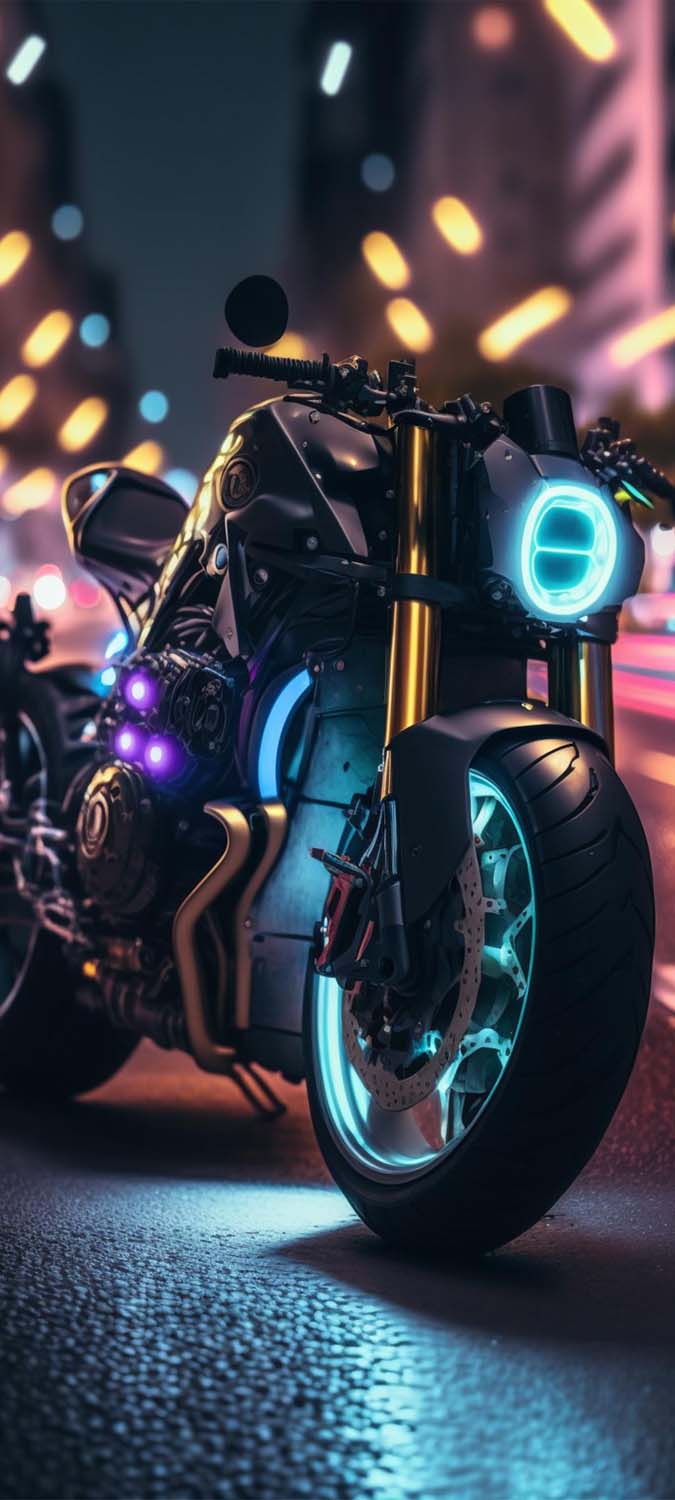 Neon glow Superbike 4K iPhone Wallpaper HD