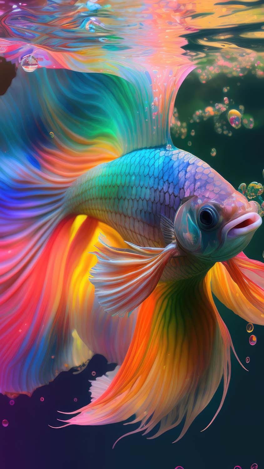 Rainbow Colours Fish iPhone Wallpaper HD