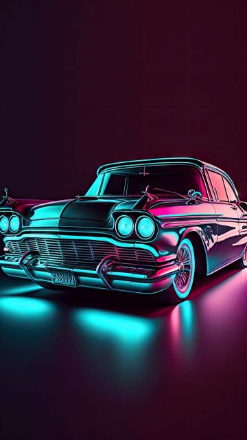 Retro Neon Car iPhone Wallpaper HD