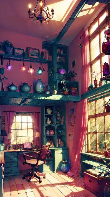 Retro Work Room Natural Light iPhone Wallpaper HD