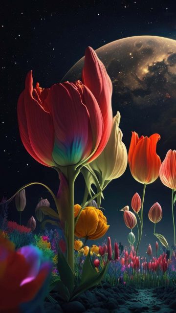 Space Flowers iPhone Wallpaper HD