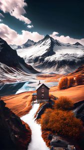 The House Between Nature iPhone Wallpaper HD