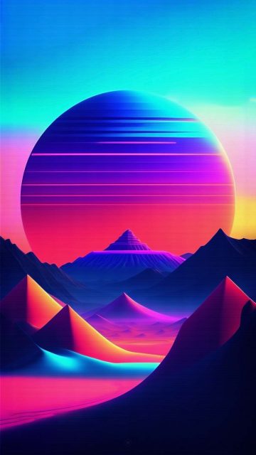 The Retrowave Planet iPhone Wallpaper HD