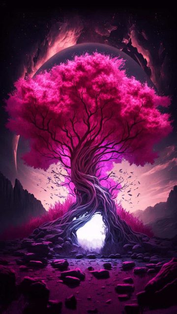 Tree Portal to Parallel World iPhone Wallpaper HD