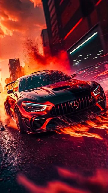 AMG GT on Fire iPhone Wallpaper HD