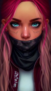 Bandana Mask Girl iPhone Wallpaper HD