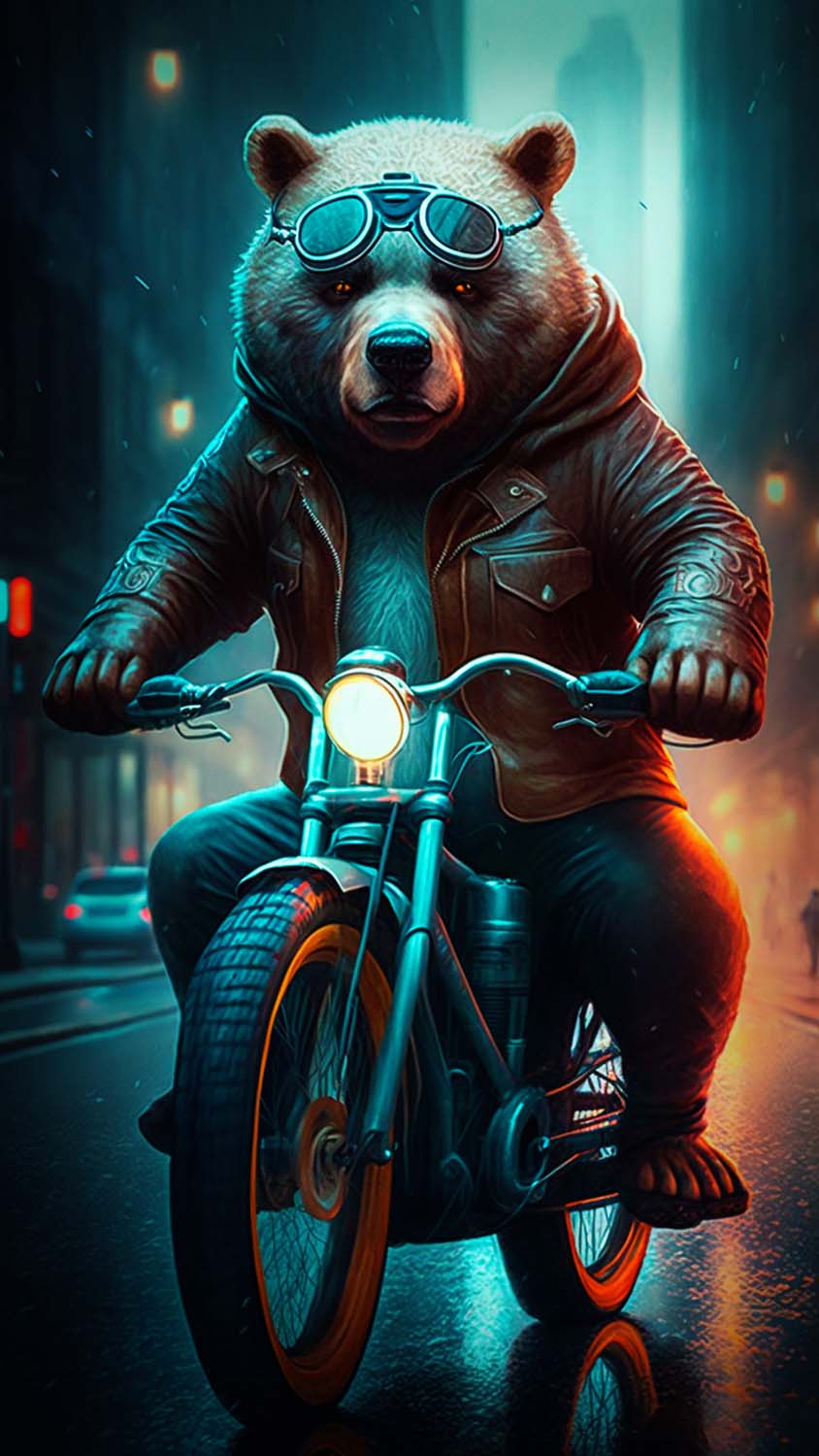 Bear Biker iPhone Wallpaper HD
