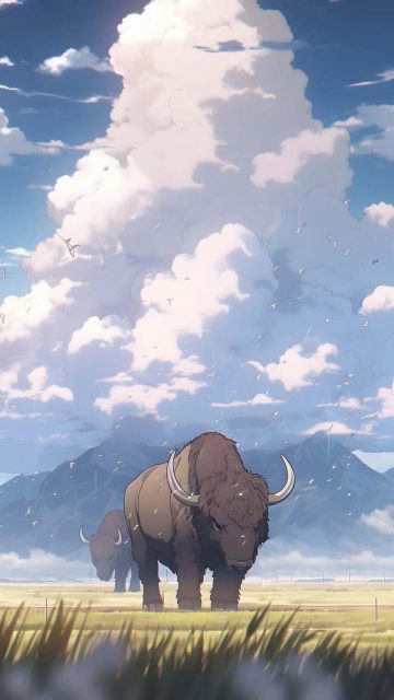 Bison and Clouds iPhone Wallpaper HD