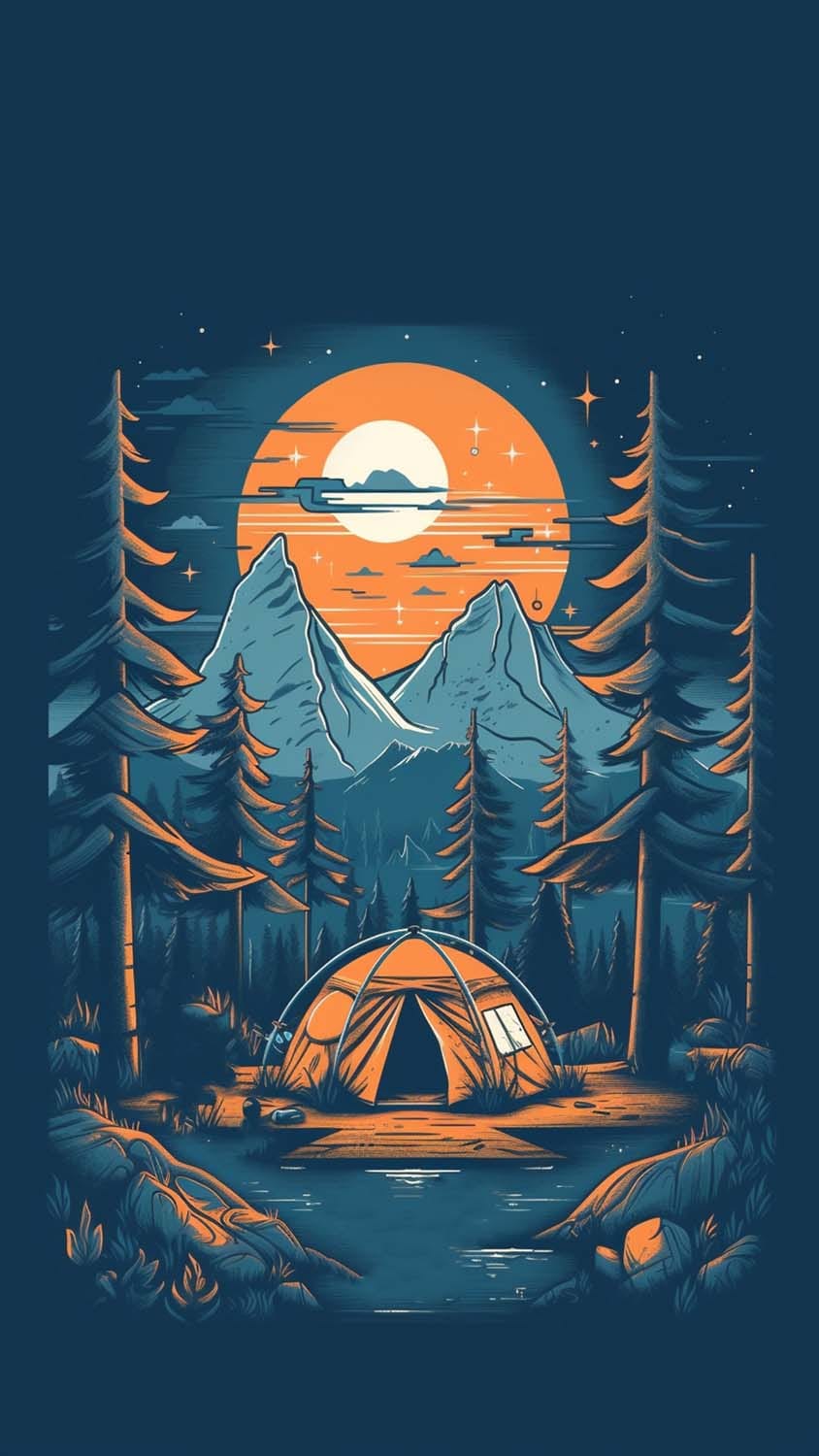 Camping in Forest iPhone Wallpaper HD