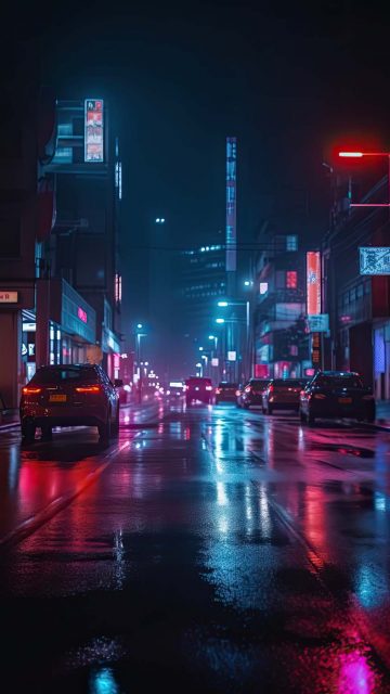 City Night Reflection Cars iPhone Wallpaper HD