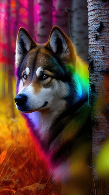 Colourful Wolf iPhone Wallpaper HD