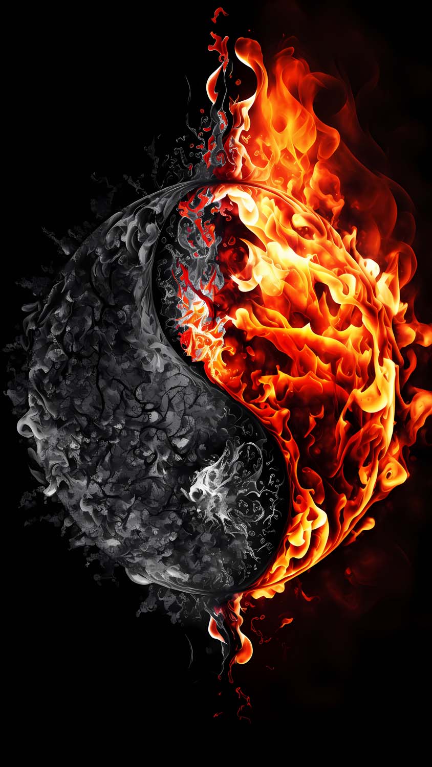 Fire Ash Yin Yang iPhone Wallpaper HD