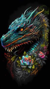 Floral Dragon iPhone Wallpaper HD