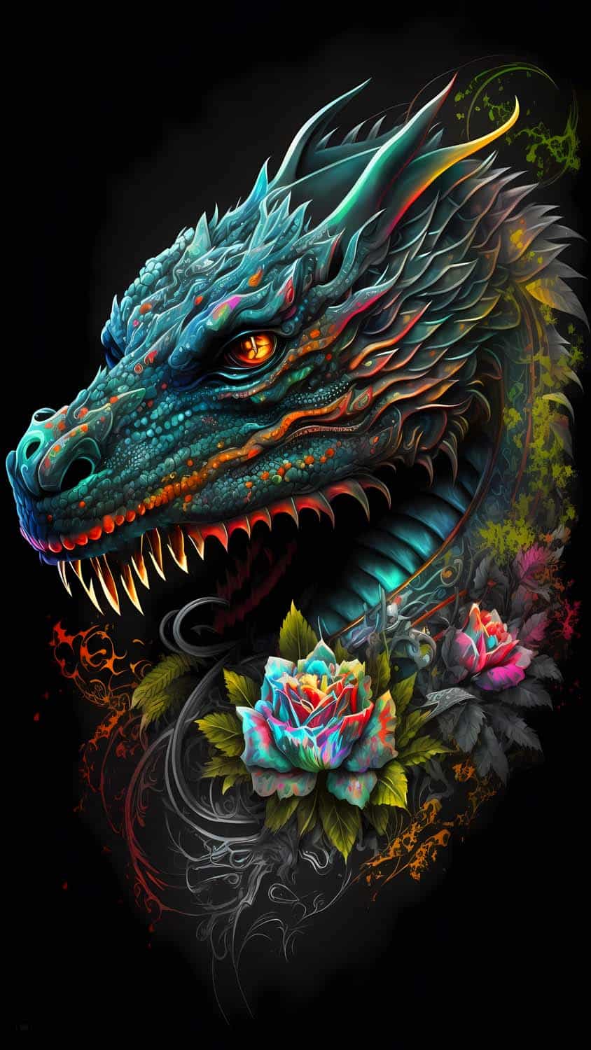 Floral Dragon iPhone Wallpaper HD