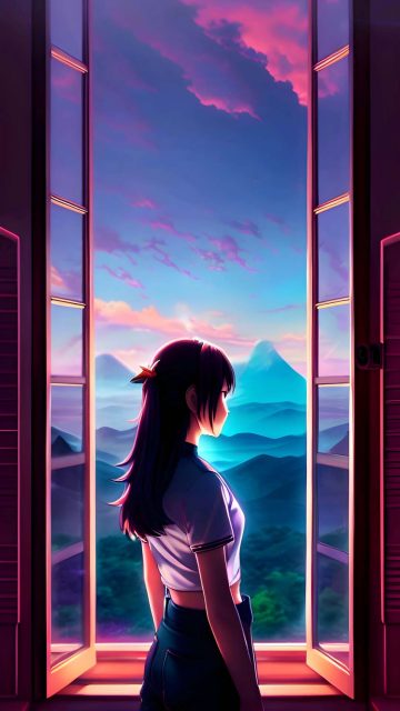 Girl Looking Through Window iPhone Wallpaper HD