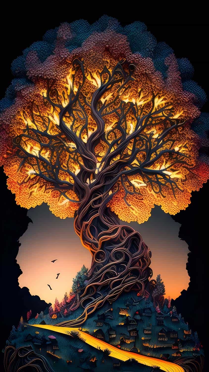 Golden Tree 3D iPhone Wallpaper HD