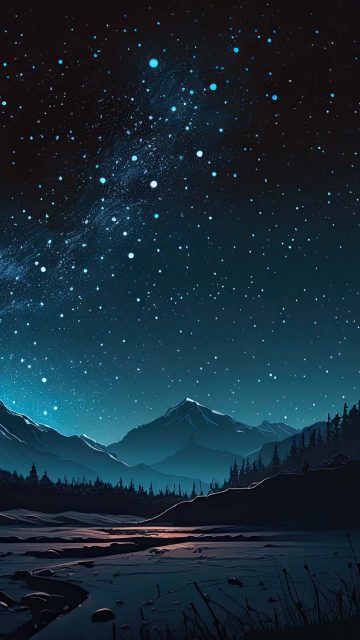 Night Sky Mountains iPhone Wallpaper HD