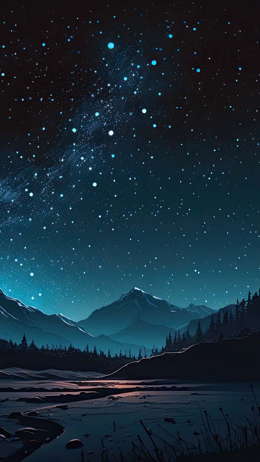 Night Sky Mountains iPhone Wallpaper HD